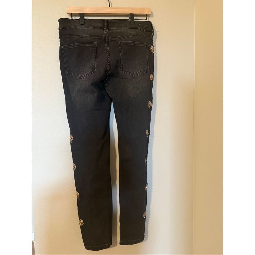 Anthropology Pilcro Script High Rise Embellished Skinny Jeans Black Boho Beaded - Picture 11 of 16